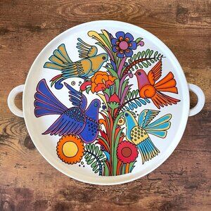 Villeroy & Boch Acapulco Vintage Round Tray 12" Serving Platter Blue Stamp Boho